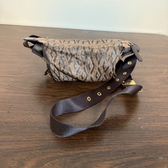 Valentino Bag Vintage Mario Valentino Mini PVC Logo Crossbody Bag Brown - Picture 1 of 15
